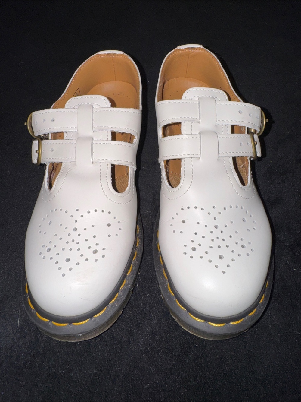 Dr. Marten White Mary Jane Perforated Leather Shoes size 6